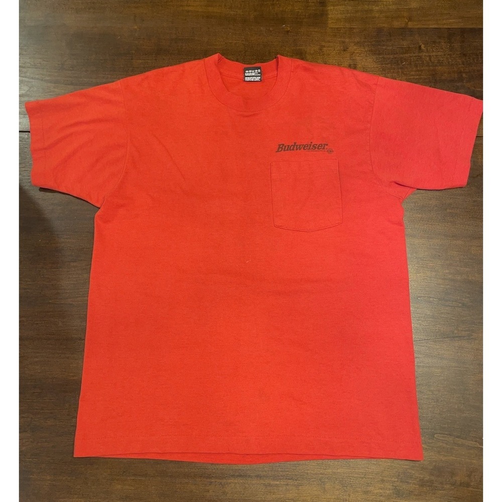 Vintage Y2k Budweiser 94 Red Shirt With Pocket - Large